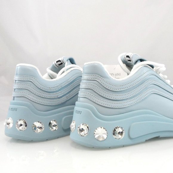 NIB$950 Miu Miu Crystal-Embellished Leather Chunky Sole Low-Top Sneakers 38/38.5 - Picture 8 of 16